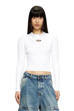 Diesel - Rib-knit viscose-blend top with Oval D - Tops - Woman - White