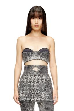 Diesel - Basque in Prince of Wales jacquard denim - Tops - Woman - Multicolor