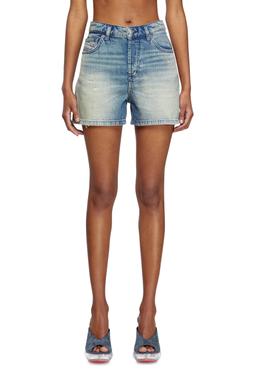 Diesel - Shorts in worn-effect denim - Shorts - Woman - Blue