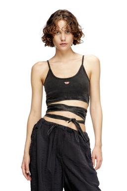 Diesel - Denim-look vest top with wrap ties - T-Shirts - Woman - Black
