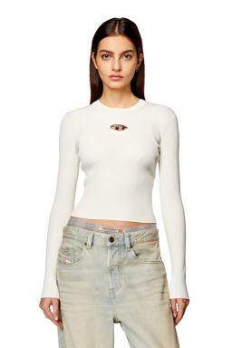 Ribbed-knit long-sleeve top