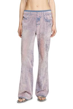 Wide leg sweat pants with bleach treatment