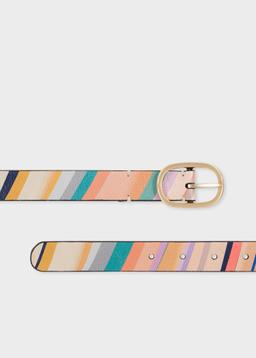Paul Smith Women's 'Dusky Swirl' Reversible Leather Belt Multicolour