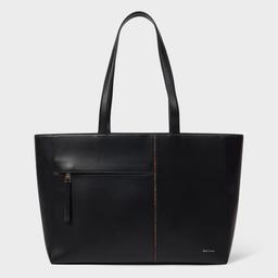 Paul Smith Women's Black Leather 'Signature Stripe' Trim Tote Bag