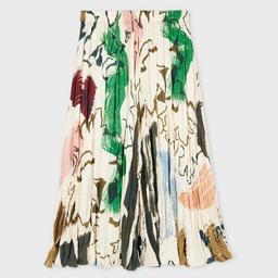 Paul Smith Women's 'Painters Print' Pleated Skirt Multicolour