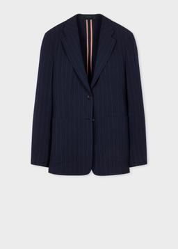 Paul Smith Women's Wool-Blend Navy Seersucker Pinstripe Blazer Blue