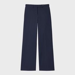 Paul Smith Women's Navy Pinstripe Wool Wide-Leg Trousers Blue