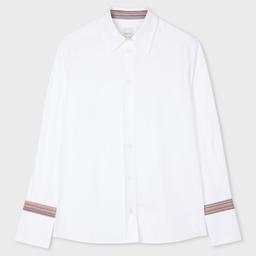 Paul Smith Women's White 'Signature Stripe' Cuff Cotton Shirt