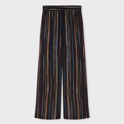 Paul Smith Women's Dark Navy Pinstripe 'Signature Stripe' Wide-Leg Trousers Blue