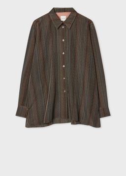 Paul Smith Women's 'Signature Stripe' Micro Check Silk Shirt Multicolour
