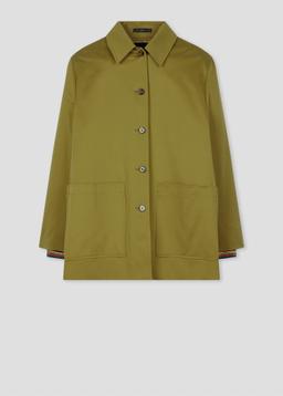 Paul Smith Women's Khaki Cotton-Blend Work Jacket With Detachable Gilet Green