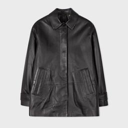 Paul Smith Women's Black Leather Swing Jacket With Button Back