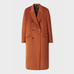 Paul Smith Women's Rust Double Breasted Wool-Cashmere Coat Red