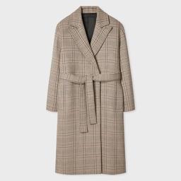 Paul Smith Women's Wool-Blend Check Tie Waist Coat Brown