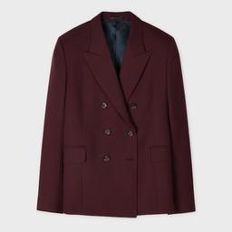 Paul Smith Women's A Suit To Travel In - Burgundy Wool Double Breasted Blazer Red