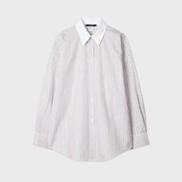Paul Smith Women's Cotton White, Blue and Pink Stripe Shirt