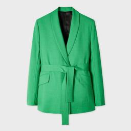 Paul Smith Women's Green Wool-Blend Tie Waist Jacket