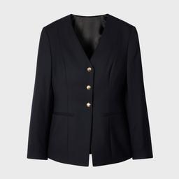 Paul Smith Women's A Suit To Travel In - Navy Collarless Tailored Jacket Blue