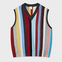 Paul Smith Women's Cashmere-Blend 'Signature Stripe' Knitted Vest Top Multicolour
