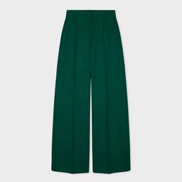 PS Paul Smith Women's Pine Green Wool Wide-Leg Trousers