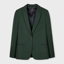PS Paul Smith Women's Pine Green Wool Hopsack Blazer