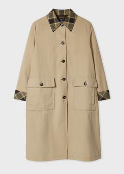 PS Paul Smith Women's Stone Nylon Mac with Contrast Check Trim Brown