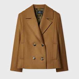 PS Paul Smith Women's Brown Wool-Cashmere Blend Pea Coat