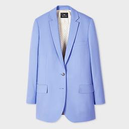 PS Paul Smith Women's Dusty Blue Wool Hopsack Longline Blazer