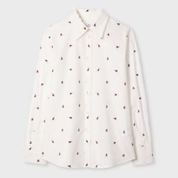 PS Paul Smith Women's Ecru 'Ditsy Cat' Cotton Shirt White
