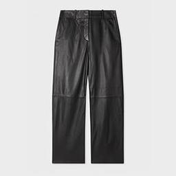 PS Paul Smith Women's Black Leather Straight-Leg Trousers