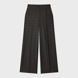 PS Paul Smith Women's Black Flecked Check Wide-Leg Trousers