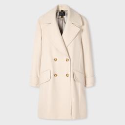 PS Paul Smith Women's Cream Double-Breasted Wool-Cashmere Coat White