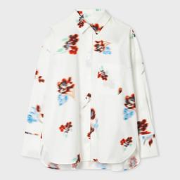 PS Paul Smith Women' White 'Hazy Floral' Cotton Shirt