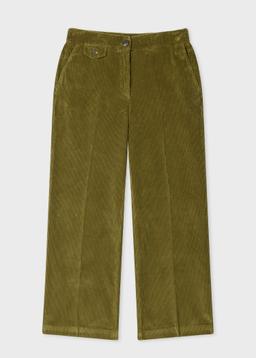 PS Paul Smith Women's Olive Cord Cropped Trousers Green