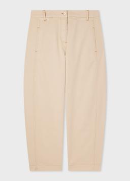 PS Paul Smith Women's Beige Cotton-Blend Barrel Leg Trousers Brown