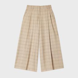 PS Paul Smith Women's Wool-Blend Check Wide-Leg Trousers Brown