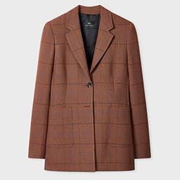 PS Paul Smith Women's Brown Check Jacket Orange