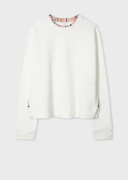 PS Paul Smith Women's Ecru Sweatshirt with 'Swirl' Trim White