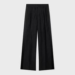 PS Paul Smith Women's Black Contrast Satin Wide-Leg Trousers