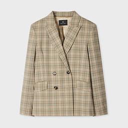 PS Paul Smith Women's Cream and Blue Check Double-Breasted Blazer Brown