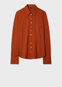 PS Paul Smith Women's Rust Orange Jersey Shirt