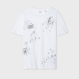 PS Paul Smith Women's Cotton 'Fairground Sketch' T-Shirt White