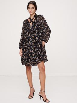 Georgette Cross-Tie Trapeze Dress