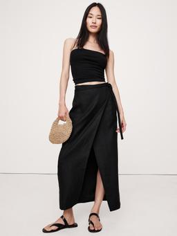 Linen Wrap Maxi Skirt