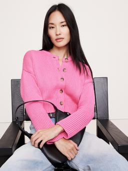 Oversized Cotton Cropped Cardigan