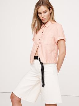 Boxy Linen Short-Sleeve Shirt