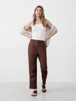 Tapered Linen-Blend Pull-On Pant