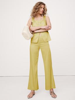 Mid-Rise Kick-Flare Satin Ankle Pant