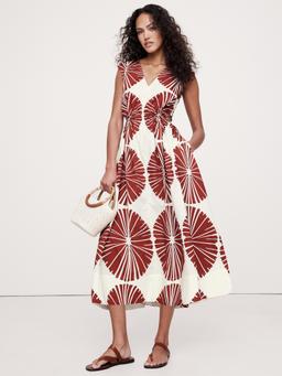 Cotton Poplin Side Cut-Out Midi Dress