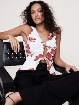 Georgette Tie-Front Top